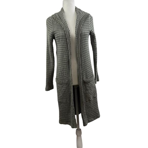 Green Waffle Knit Mod-o-Doc Hoodie Cardigan Sweater Coat XS Pockets 100% Cotton - Picture 11 of 13